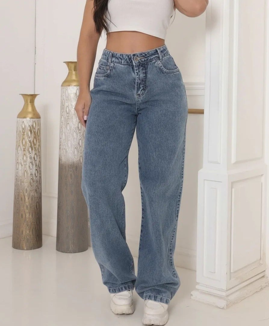 Calça Jeans Wide Leg Feminina Cintura Alta Sem Lycra Stillge Tam. 36 ao 46 - 7 cores