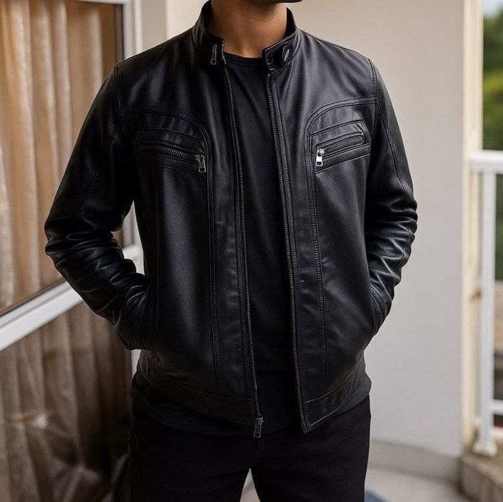 Jaqueta De Couro Masculino Slim