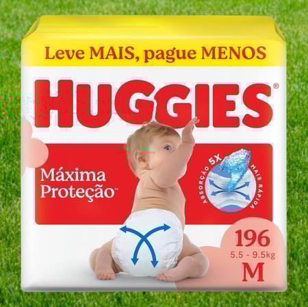 Fralda Descartável Huggies Máxima Proteção Tamanho M 196 unidades – Nova Supreme Care fral...