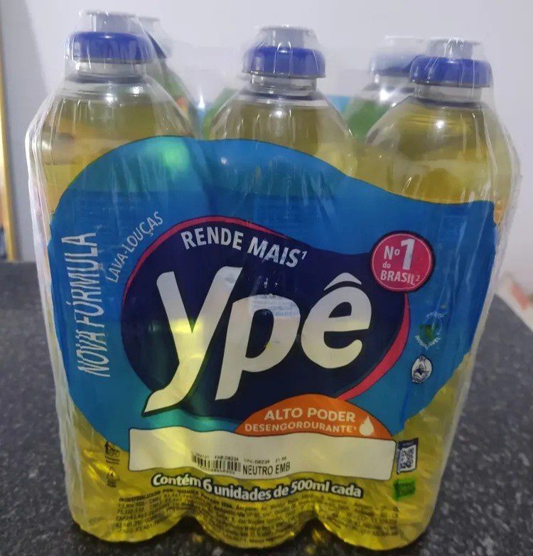 Pack Detergente Lava Louças Ypê Neutro 500ml - 6 Unidades