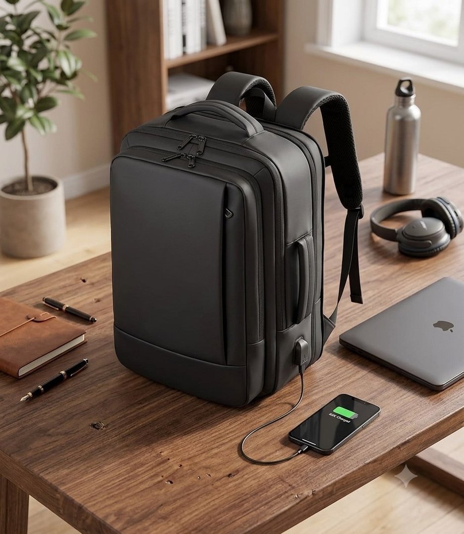 Mochila jiesipote À Prova D'água Reforçada Expansível Cor Preto