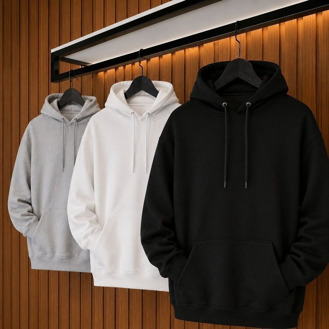 Kit 3 Blusas De Frio Moletom Liso Fechada Bolso Canguru