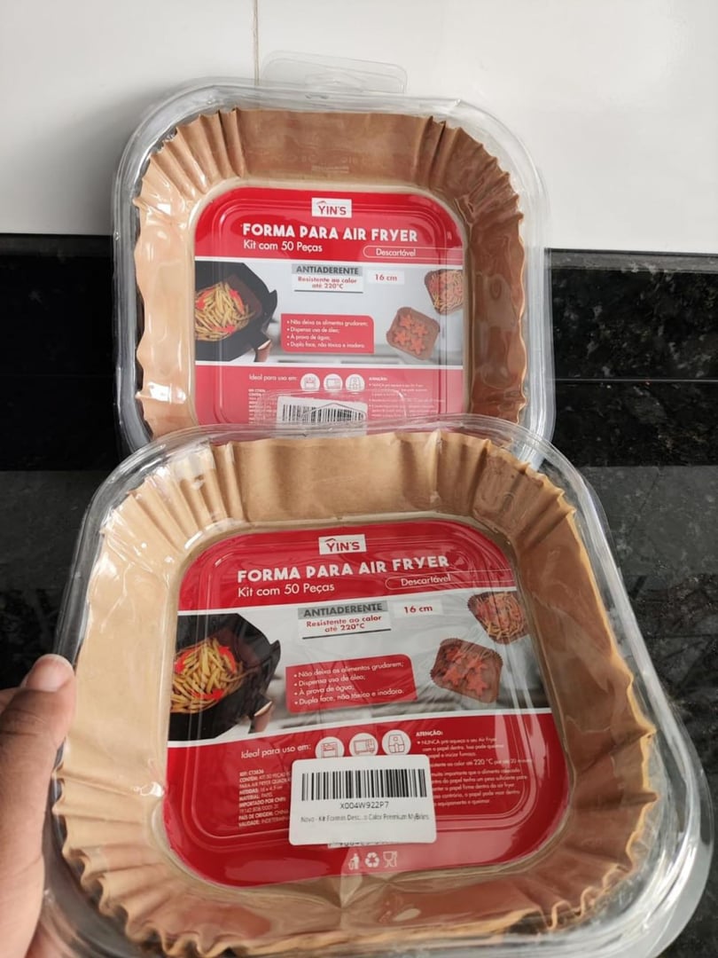 Kit Formas Descartáveis para Air Fryer Universal 100 pcs Papel Manteiga Antiaderente Quadr...