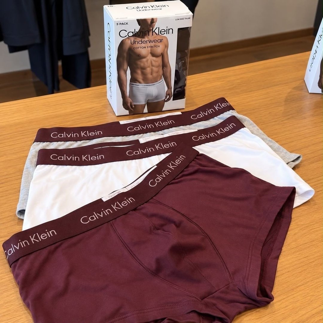 Kit 3 Cuecas Calvin Klein Low Rise Trunk Bordô Liso M