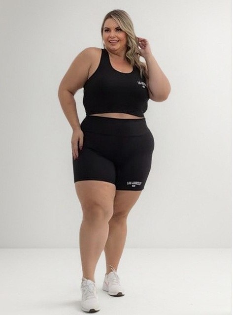 🤓Conjunto Top Short Feminino Plus Size Los Angeles Cós Alto