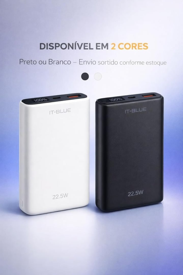 Power Bank 10000 mAh, Carregador Portátil Turbo 22,5W, Display de Led Indicador de Bateria...
