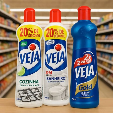 Veja Kit - 1 Limpadores Multiuso Original 500Ml + 1 Limpador Cozinha Desengordurante Limão...