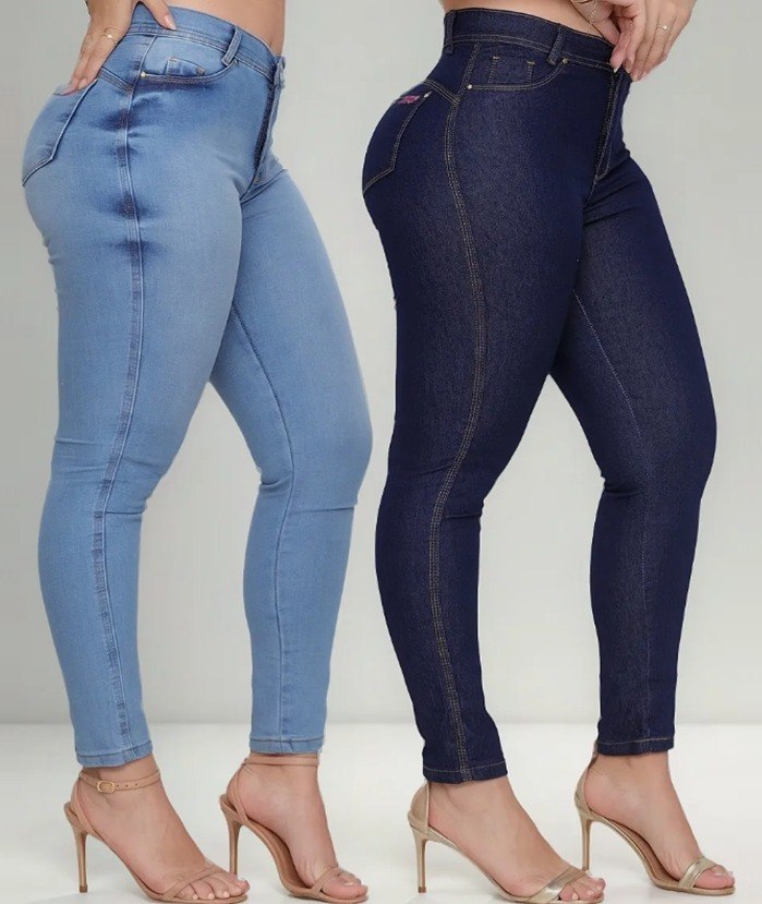 Kit 2 Calça MR Jeans Feminina Cintura Alta Com Lycra - Tam. 36 ao 46