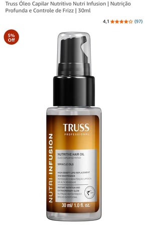 Truss Óleo Capilar Nutritivo Nutri Infusion | Nutrição Profunda e Controle de Frizz | 30ml
