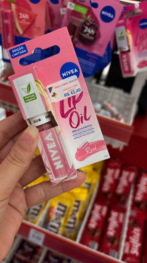 NIVEA Lip Oil Brilho Nutritivo Pink Rock 5,5ml, Hidratação Prolongada, Efeito Gloss, Para ...