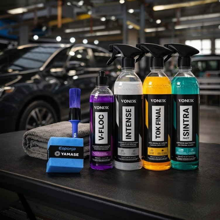 Limpeza Automotiva Completa Shampoo V-floc Revitalizador Intense Cera Tok Final Limpador Sintra Fast Pano Vonixx