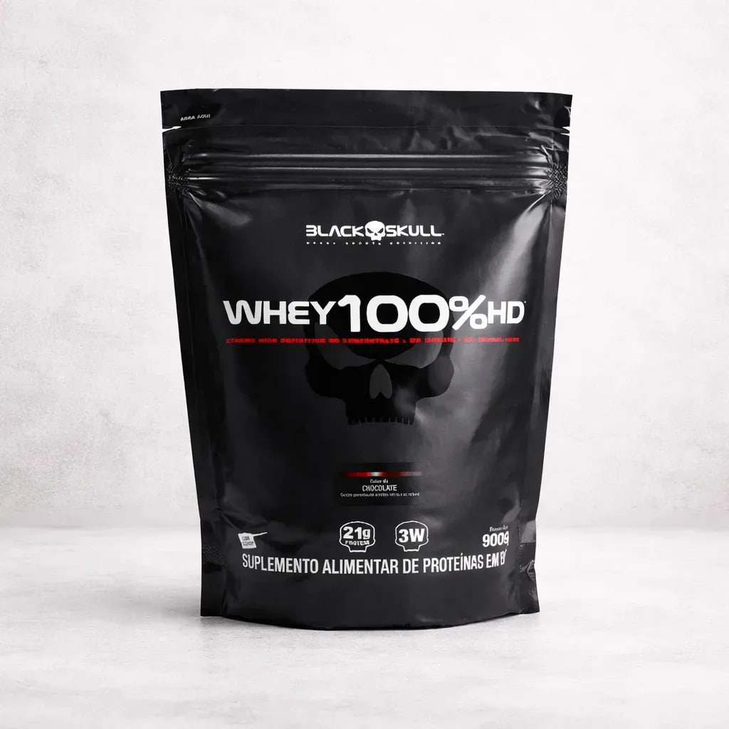 Whey 100% Hd Refil Black Skull - 900g (wpc, Wpi E Wph) Sabor Chocolate