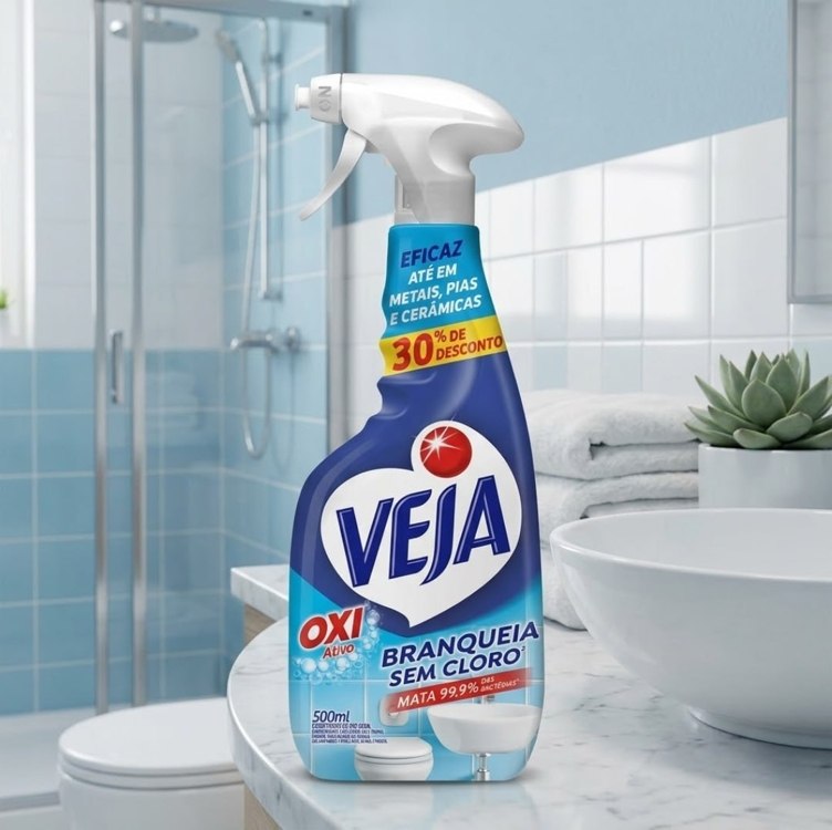 Limpador Spray Anti Bac Veja Banheiro Oxi 500ml Oferta, Veja, Transparente