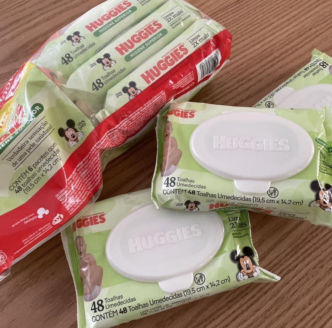 Pack 6 Pacotes Huggies Lenços Umedecidos Higiene Superior Limpam 2x Mais