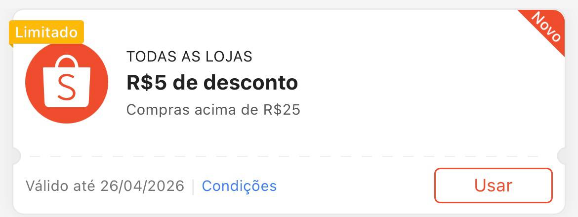 Cupom R$ a partir de R$ 25 - Shopee