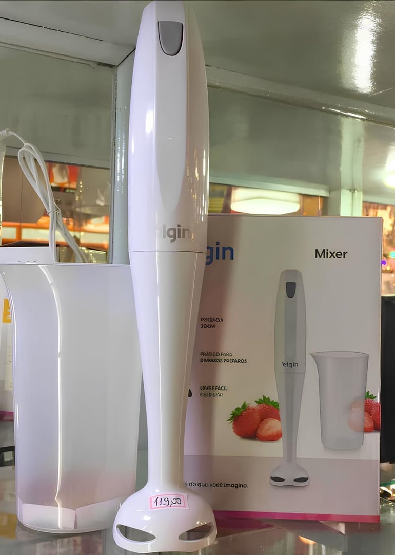 🤓Mixer de Mão 200W Elgin Compacto e Leve, ergonômico e fácil de limpar Branco 220v