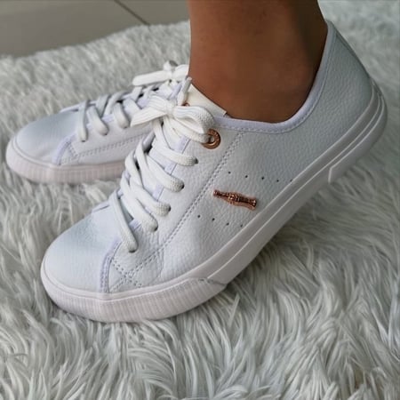 Tênis Coca Cola Branco Couro Confortável Casual - Feminino