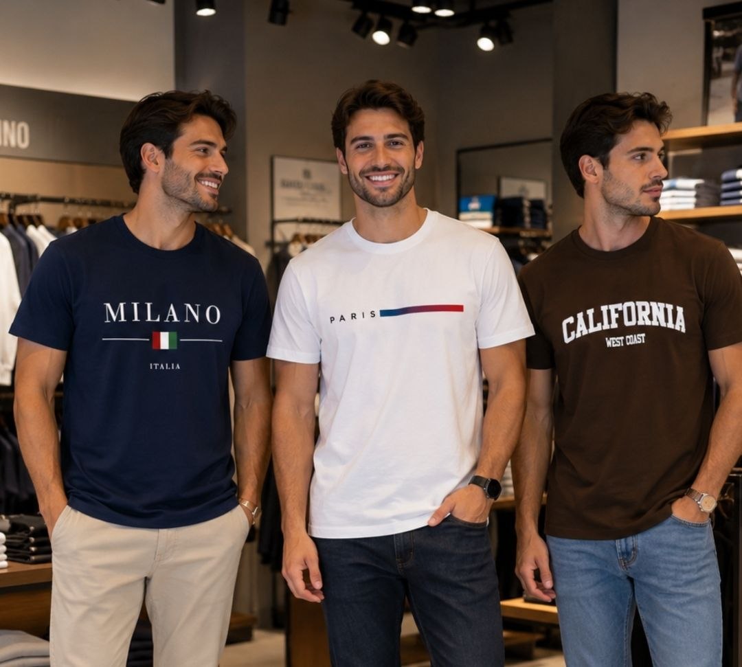 Kit 3 Camisetas Masculina 100% Algodão Premium Verão Casual