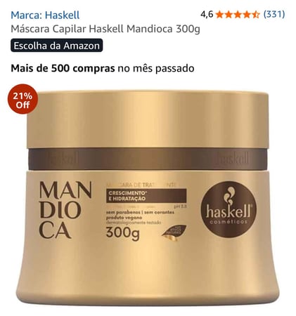 Máscara Capilar Haskell Mandioca 300g