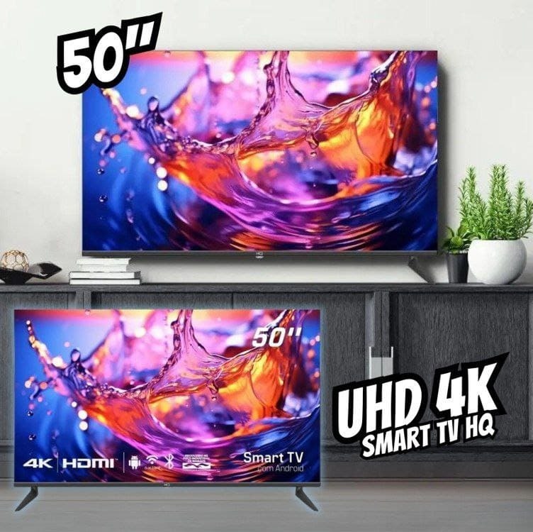 Smart TV HQ 50" UHD tela sem bordas Android 13 design Slim HQS50NKHM