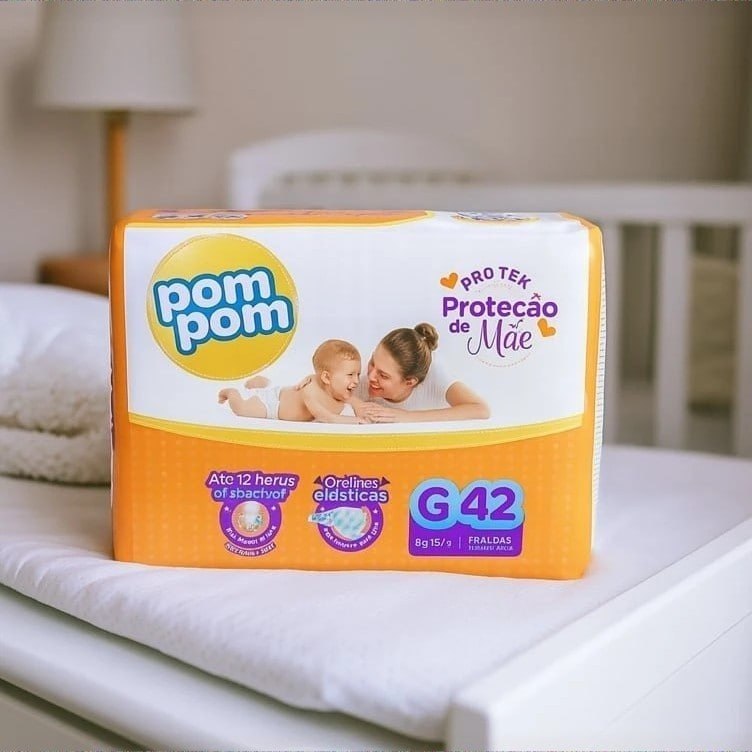 Fralda Pom Pom Protek Proteção de Mãe Mega G 42 Unidades