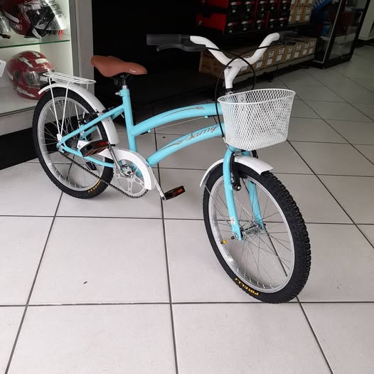 🤓Bicicleta Infantil Aro 20" Verden Breeze Menta e Bege com Cestinha Freio V-Brake