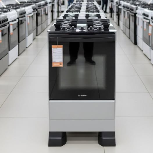 🤓Fogão Mueller 4 bocas Titânio com Mesa de Vidro e grades de ferro fundido Bivolt MFV4BF