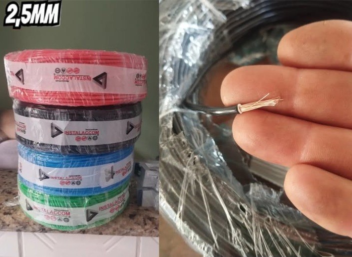 Cabo Flexivel 2,5mm Rolo Com 100 Metros 750v Fio Unipolar