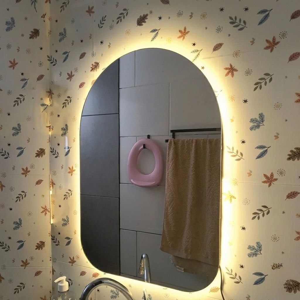 Espelho Orgânico Capela Led 44x64 Para Sala Quarto Banheiro Moldura Capela Led Frio