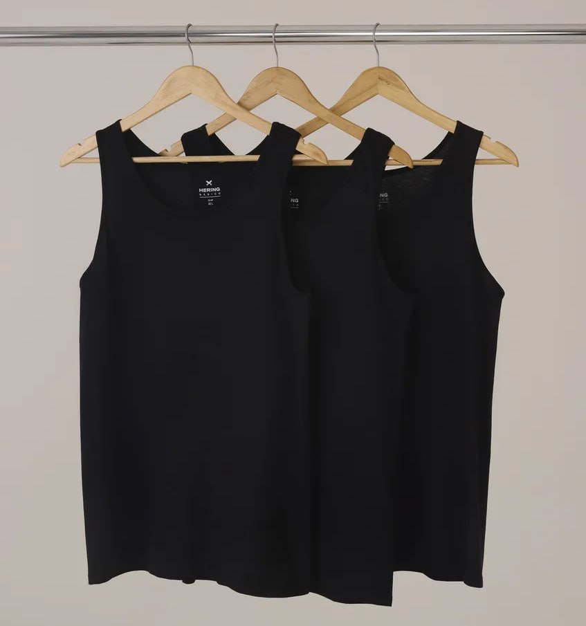 Kit Com 3 Regatas Masculinas Básicas Slim Hering