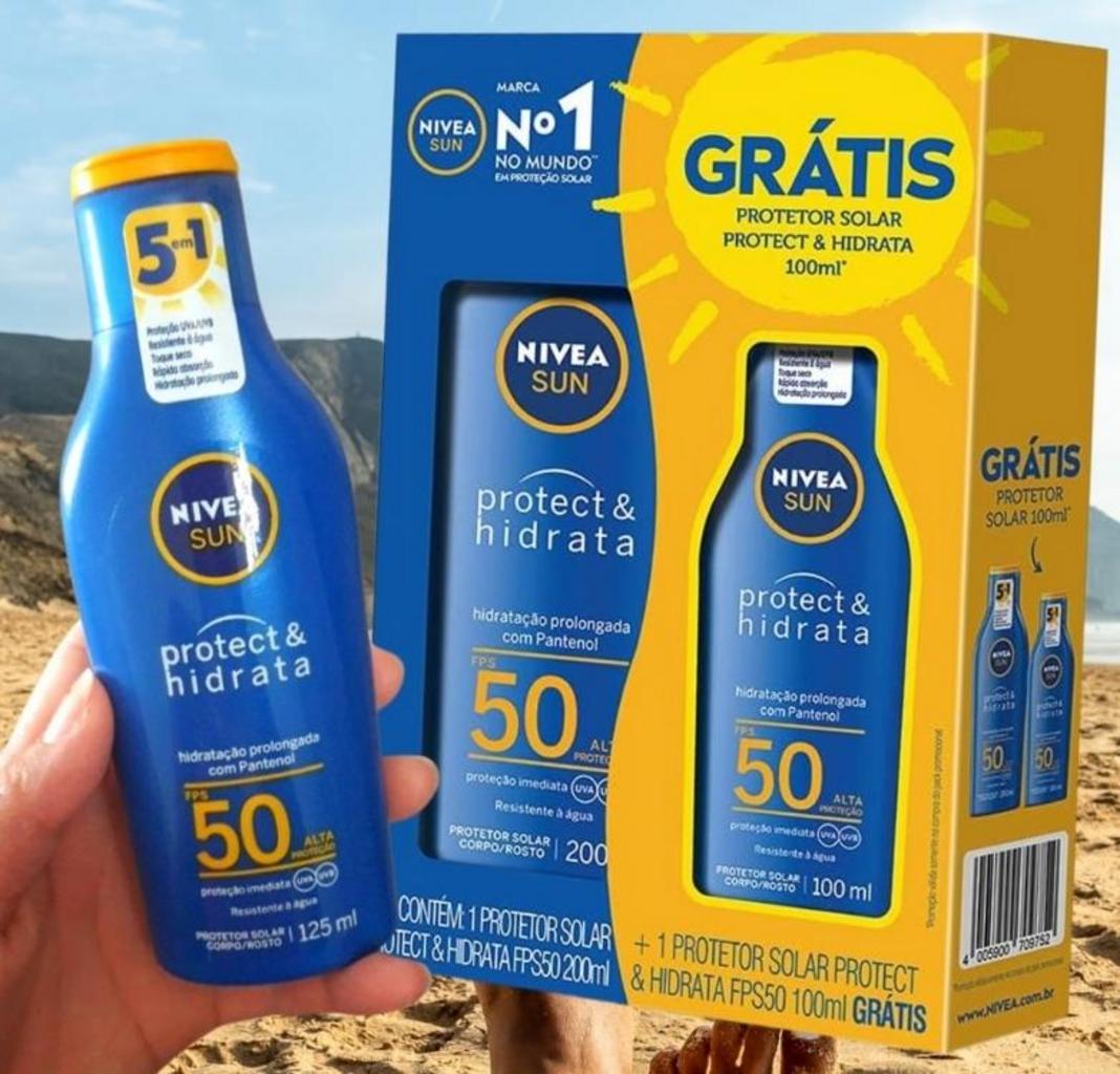Kit NIVEA SUN Protetor Solar Protect & Hidrata FPS50 200ml + Protetor Solar FPS50 100ml
