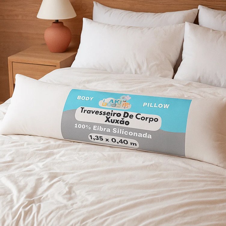 Travesseiro De Corpo Laribaby Antialérgico Xuxão Com Fronha E Zíper Branco 1,35 X 0,40 M 1...