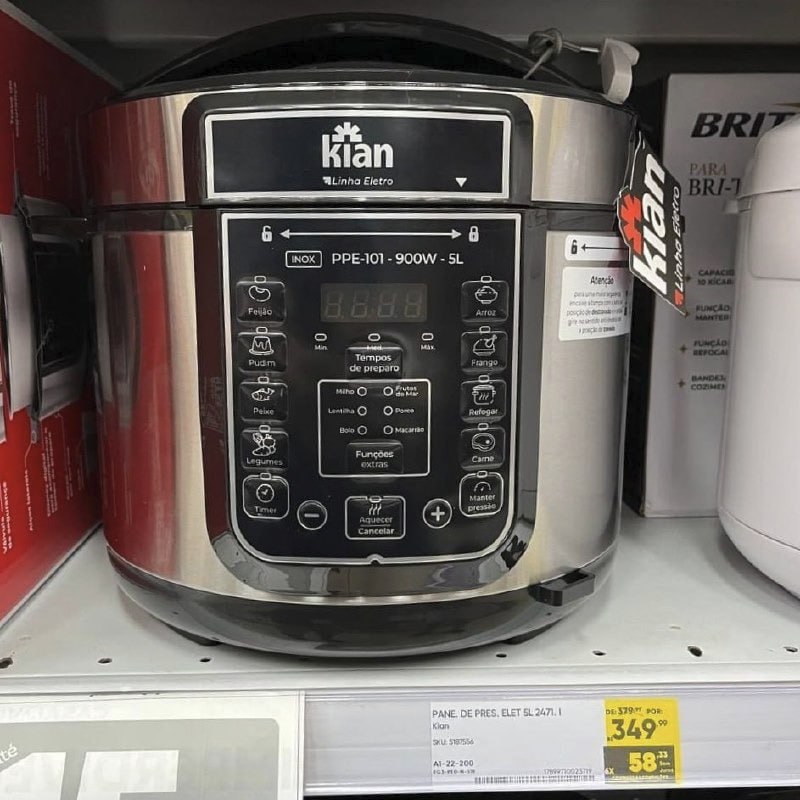 Panela De Pressão Elétrica 5 Litros Kian Inox
