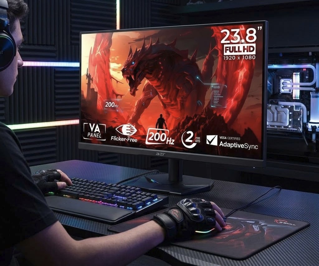 Monitor Gamer Acer Nitro 23.8 200hz 2ms FHD HDMI VA KG241Y-X3Bip Preto