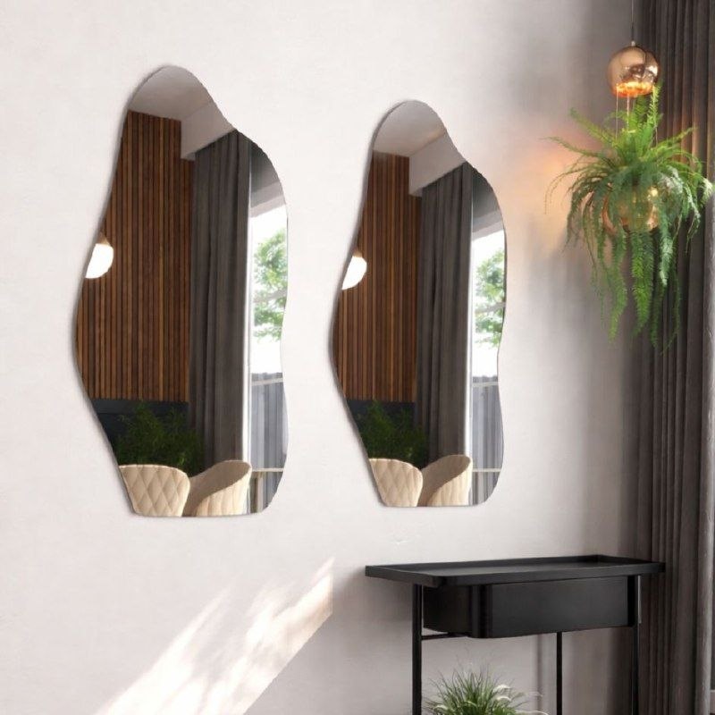 Kit 2 Espelhos 70x30 Orgânico Moderno Decorativo