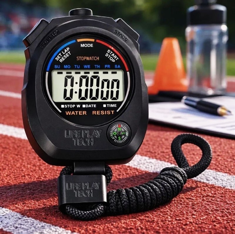 Cronômetro Digital Profissional Esportivo 1/100s Alarme Hora Data Bússola Portátil Display...