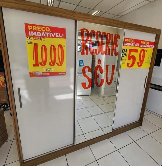 LondresGuarda-roupa Casal c/ Espelho Portas de Correr 6 Gavetas Demóbile Londres L 234cm A...