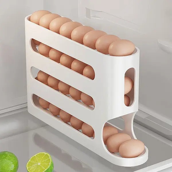 Porta Ovos Dispenser Organizador De Geladeira 4 Andares Cor Branco