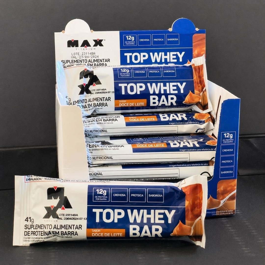 Max Titanium Top Whey Bar 12 Unidades De 41G (Doce De Leite)