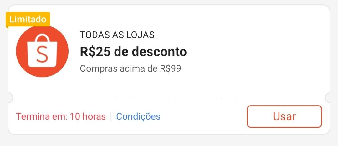 Cupom R$ 25 a partir de R$ 99 - Shopee