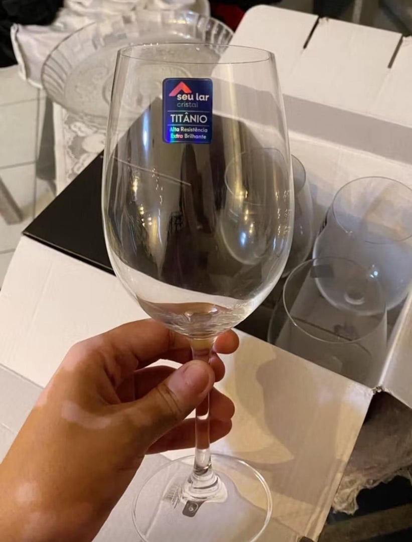 Kit 6 Taças De Vinho Vidro 650ml Cristal Titânio Gastro Transparente Bordeaux Modelo Bohem...