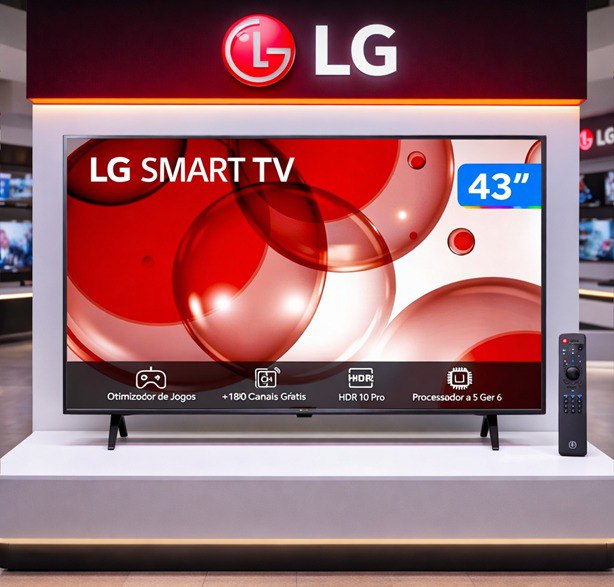 Smart TV 43" Full HD LCD LG 43LR6700PSA AI Processor Wi-Fi e Bluetooth 2 HDMI 1 USB