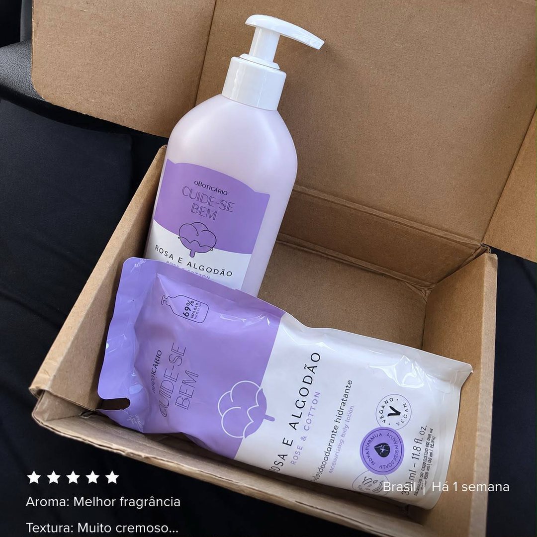 Cuide-se Bem Rosa & Algodão Loção Hidratante Corporal 400ml + Refil Neutra