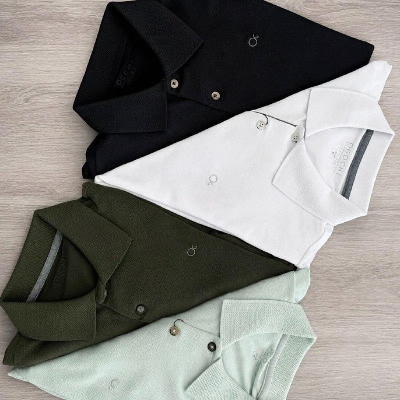 Camisa Masculina Social Gola Polo Ogochi Slim Manga Curta