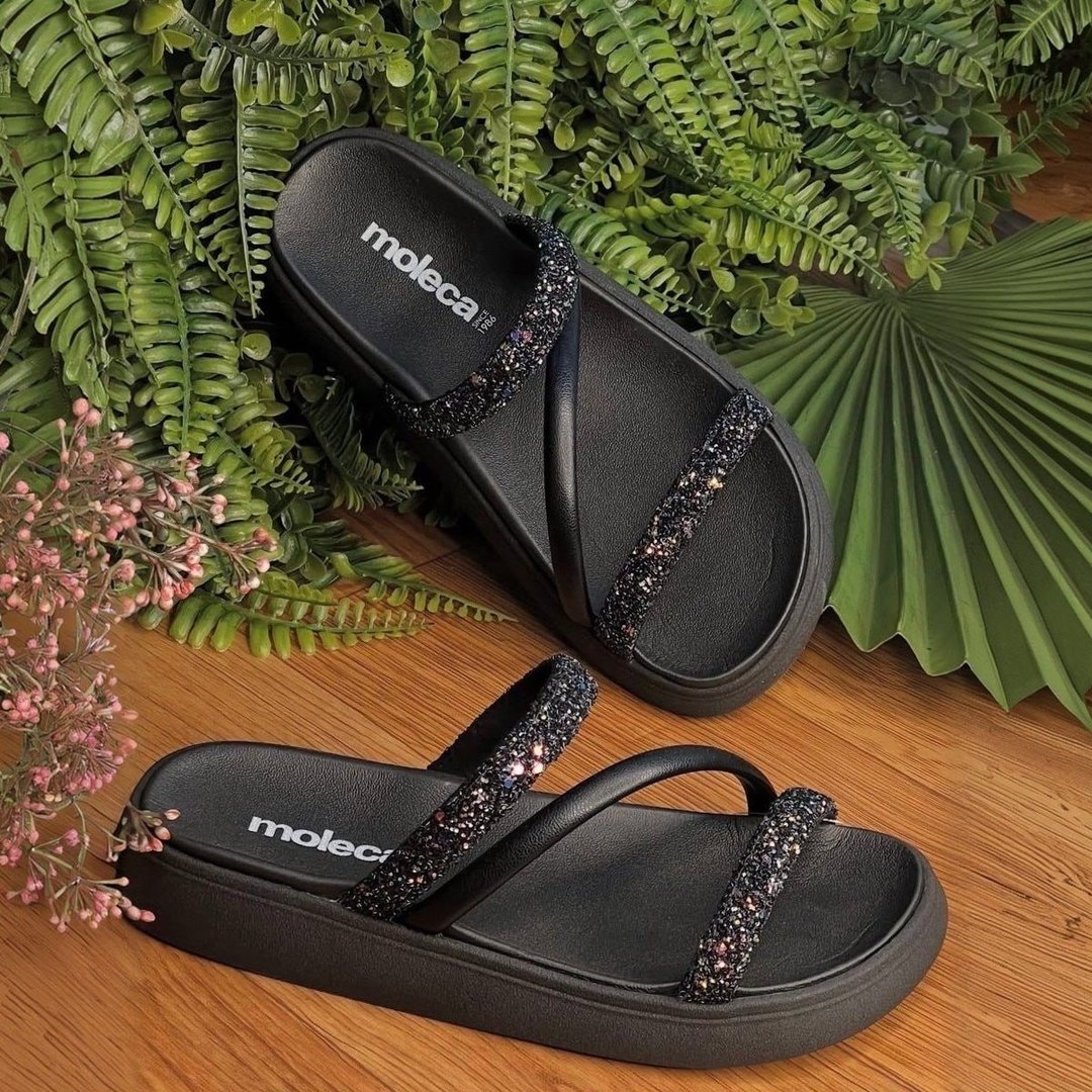 Sandália Feminina Brilho Strass Tendência Moda Original