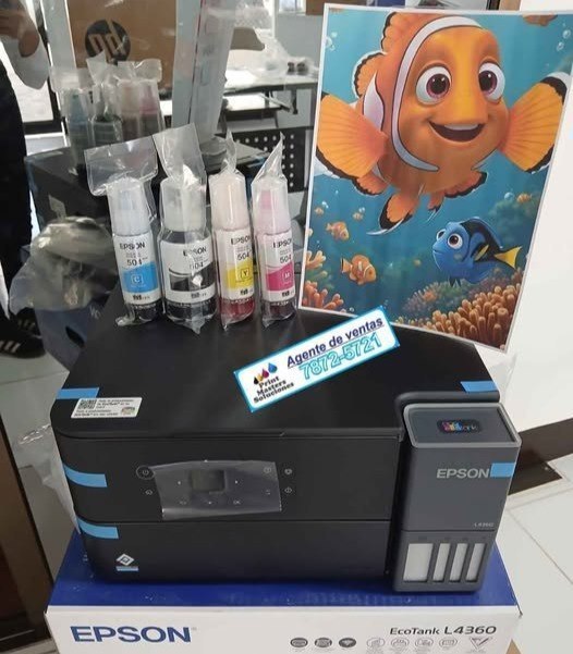 Impressora Multifuncional Epson EcoTank L4360 imprime frente e verso automático Wi-Fi + Kit de Tintas - Bivolt