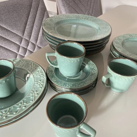 Aparelho De Jantar E Chá 20 Pçs Mendi Malaquita Oxford Cor Verde