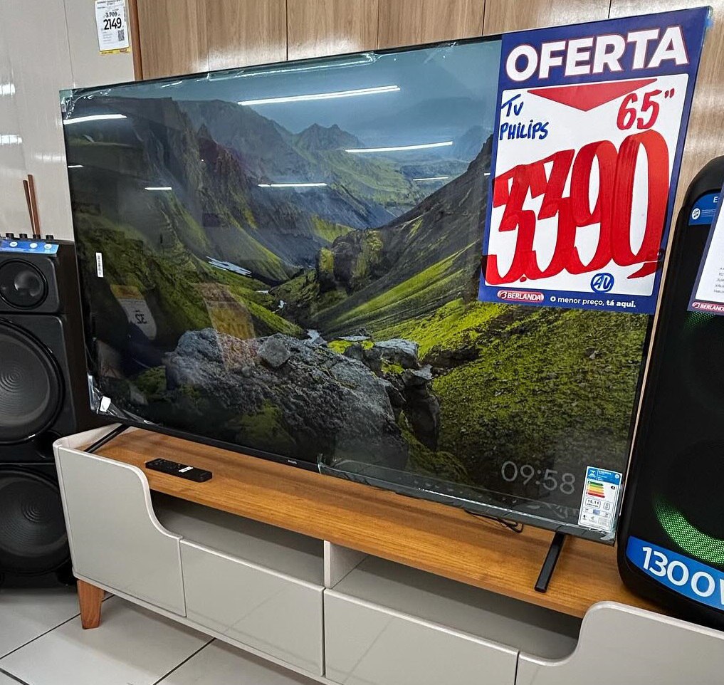 Smart TV 65" Philips LED 4K WiFi Processador Quad Core Google Assistent Comando de Voz