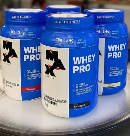 Suplemento Academia Whey Pro Max Titanium Concentrado Pote 1kg Sabor Chocolate