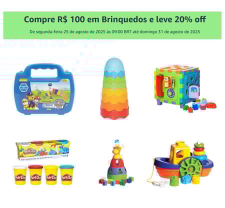 Compre R$ 100 em Brinquedos e leve 20% off